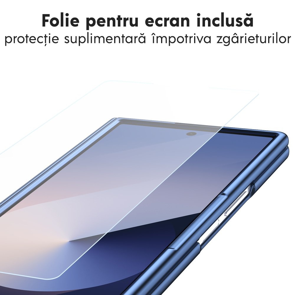 Husa pentru Samsung Galaxy Z Fold 8 Ultra, DaDen Skin, Protectie completa 360°, TouchPen inclus, Protectie ecran, Textura piele, Protectie balama, Albastru