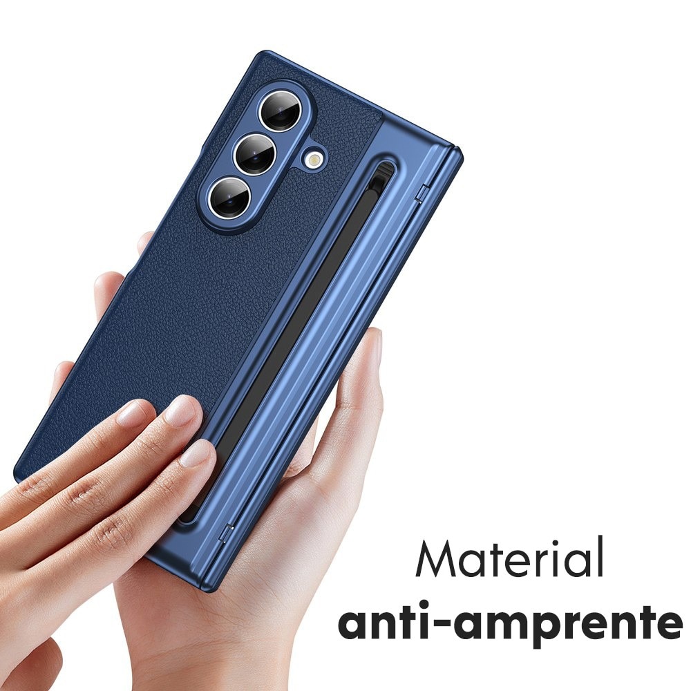 Husa pentru Samsung Galaxy Z Fold 8 Ultra, DaDen Skin, Protectie completa 360°, TouchPen inclus, Protectie ecran, Textura piele, Protectie balama, Albastru