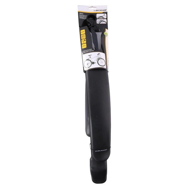 Kit aparatori noroi pentru bicicleta, Dunlop, plastic, negru, 24-26 inch, set 2 buc