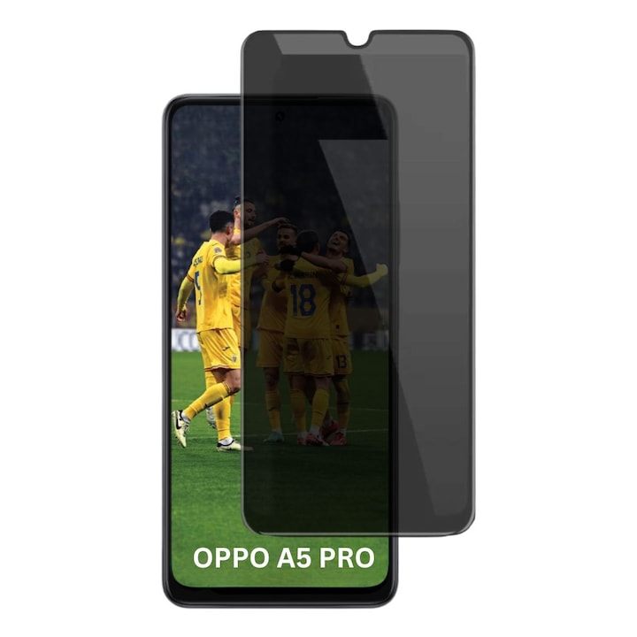 Folie sticla securizata privacy pentru Oppo A5 PRO 4G / A5 PRO 5G cu Kit Montare Inclus pentru Aplicare Rapida si Usoara