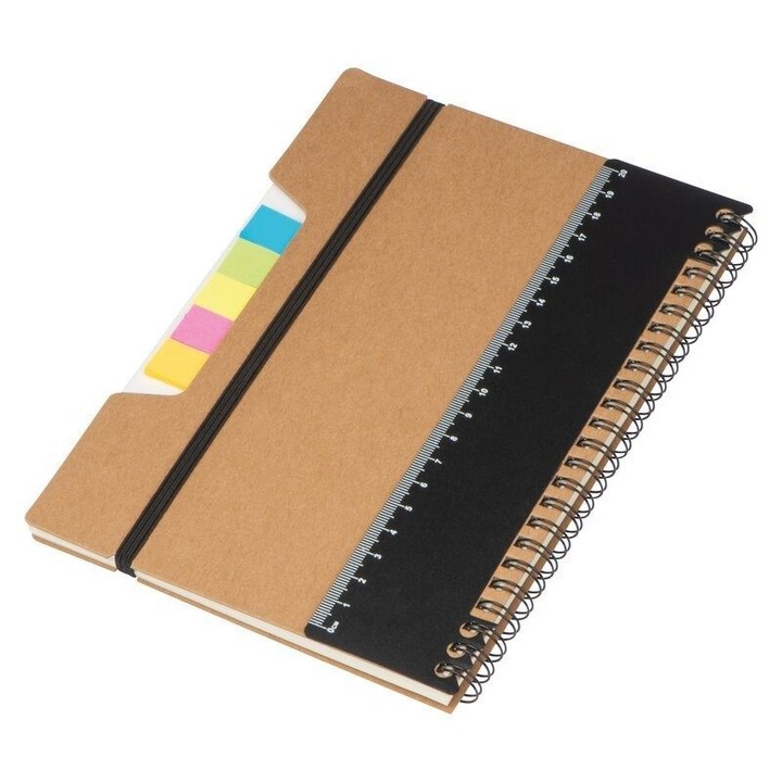 Agenda A5 file punctate, spiralat cu notite, 160 pagini, negru natural