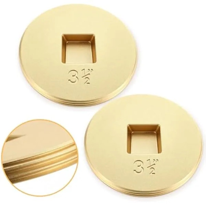 Dop de curatare pentru canalizare K0569-260821-1889-AMC, alama, filet interior cu prindere patrata, 3,5 inchi, set 2 buc., auriu
