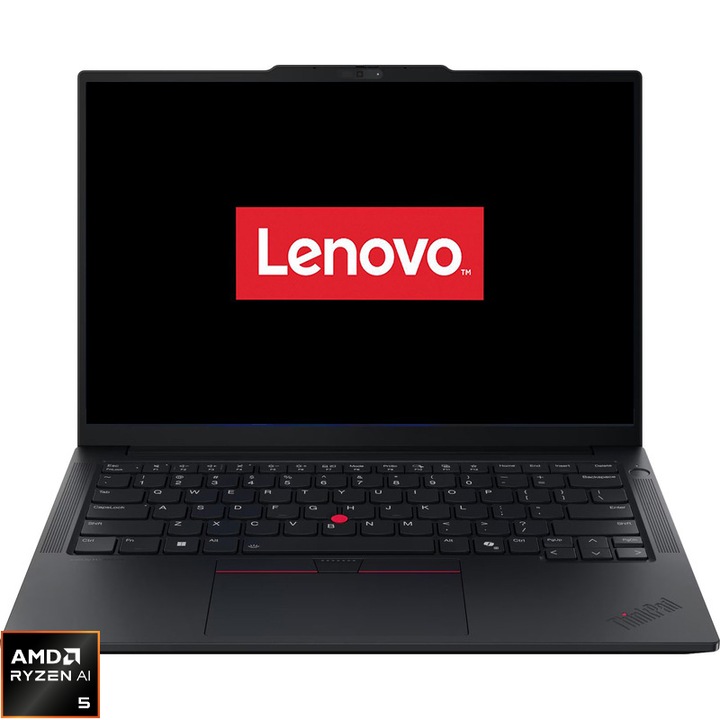 Laptop Lenovo 14'' ThinkPad E14 Gen 8, WUXGA IPS, Procesor AMD Ryzen™ AI 5 430 (8M Cache, up to 4.50 GHz), 16GB DDR5, 512GB SSD, AMD Radeon 840M, No OS, Black