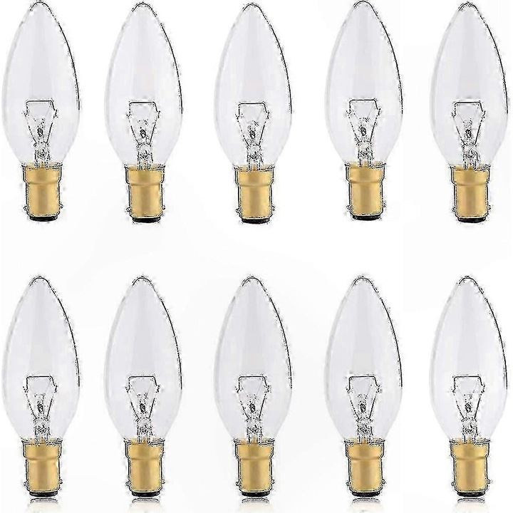 Bec tip lumanare B15 eMAG-CJ18-fr2608210460, LED dimabil 2.5W 260 lm, 2700K (alb cald), soclu SBC (B15d), sticla transparenta, set 10 bucati