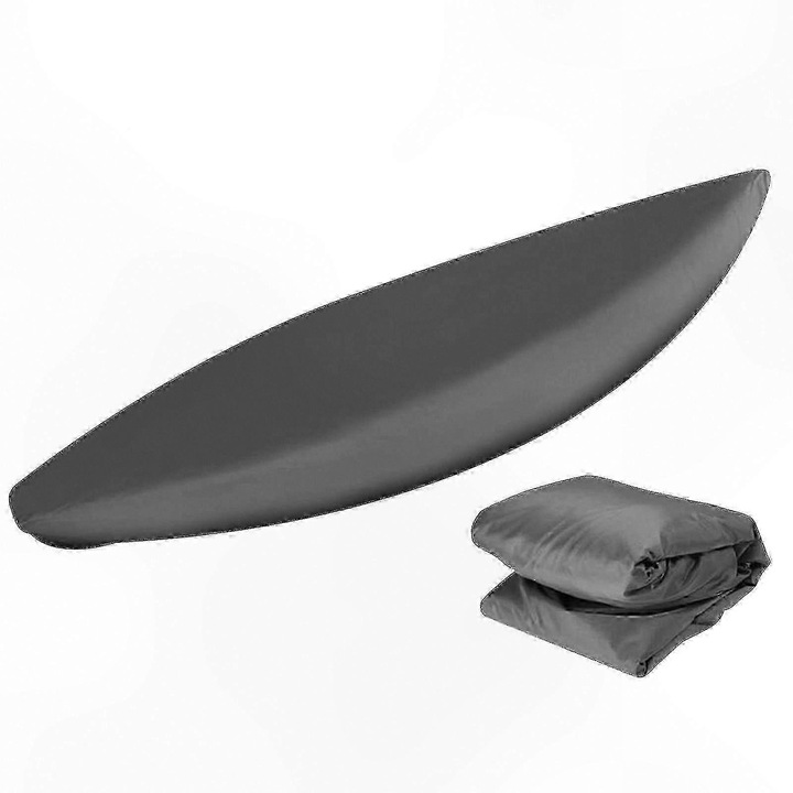 Husa pentru caiac si canoe eMAG-CJ18-fr2608210484, din material 210D Oxford cu strat argintiu, impermeabila, protectie UV, tiv elastic, gri, 5,6–6 m