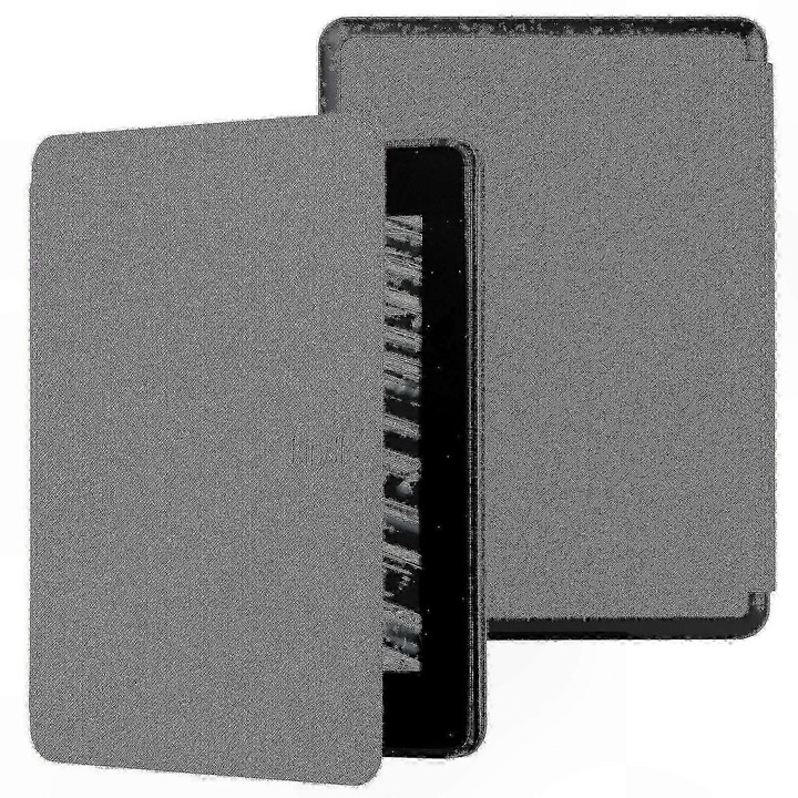Husa pentru Kindle Paperwhite 6" compatibil 2012–2016 (Paperwhite 1/2/3 EY21/DP75SDI), cu auto sleep/wake, carcasa plastic dur invelis din piele sintetica si interior microfibra, gri, eMAG-CJ18-fr2608210978