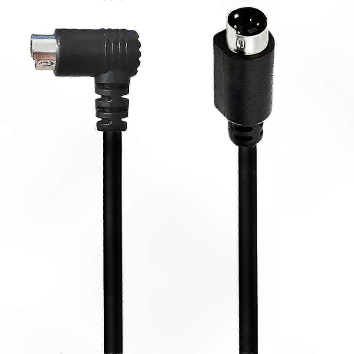 Cablu S-Video Mini-DIN 4 pini eMAG-CJ18-fr2608211403, conectori aurii placati, male-male, capete drept si unghiular, negru, 3 m