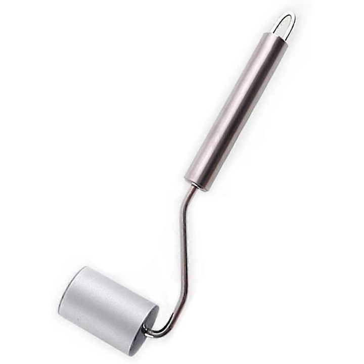Roler pentru aluat din otel inoxidabil cu doua role si maner, argintiu, 23.6 x 5.2 cm