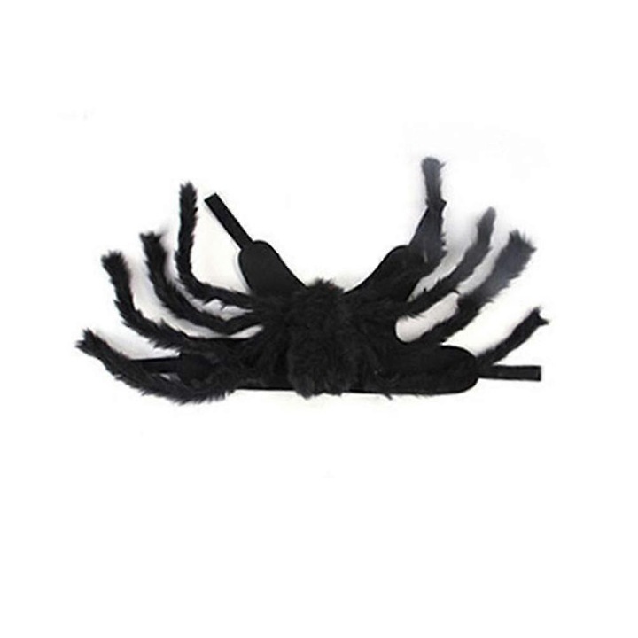 Costum paianjen pentru animale de companie din fetru si plus, 8 picioare simulate, bretele reglabile cu Velcro, negru, L (gat 40-48 cm, piept 48-68 cm)