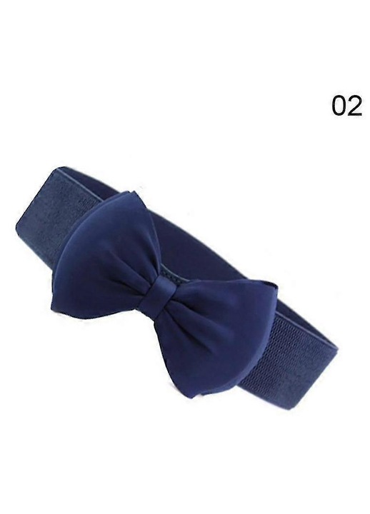 Curea de dama, sectiune lunga, cerc, din piele moale, cu funda, benzi modelatoare pentru corp, curele late Xixi, Albastru marin