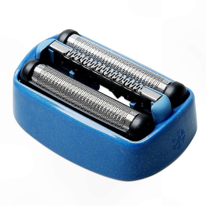 Cap de schimb pentru aparat de ras Braun CoolTec CT2s/CT2cc/CT3cc/CT4s/CT4cc, folie si bloc cutter compatibil, albastru, 61 x 42 x 26 mm