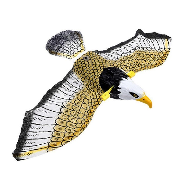 Decoy vultur anti-pasari eMAG-CJ18-fr2608211541, cu ochi luminosi si sunet, functioneaza cu 2 x AA, Multicolor, 43 x 25 cm
