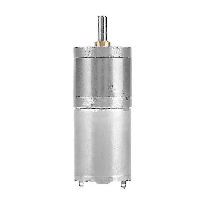 Motor DC cu reductor 25GA-370 eMAG-CJ18-fr2608214354, 12V, 500 RPM, angrenaje metalice, bobina cupru, argintiu