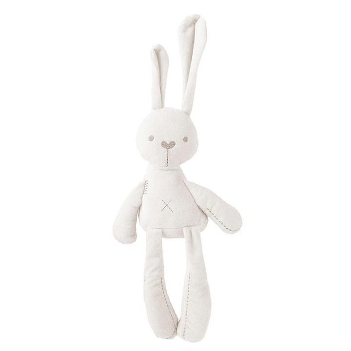 Jucarie de plus iepuras, umplutura PP cotton, alb, 42 x 10 x 6 cm