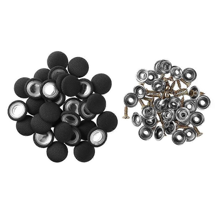 Capse de fixare plafon auto, inox cu invelis textil, negru, set 30 buc