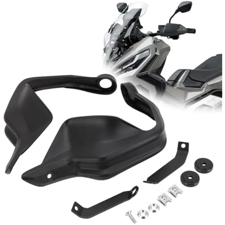 K0579-CJ-260820-140 motorkerékpár kézvédő, univerzális komplett készlet rögzítő tartozékokkal, fekete, 2 db