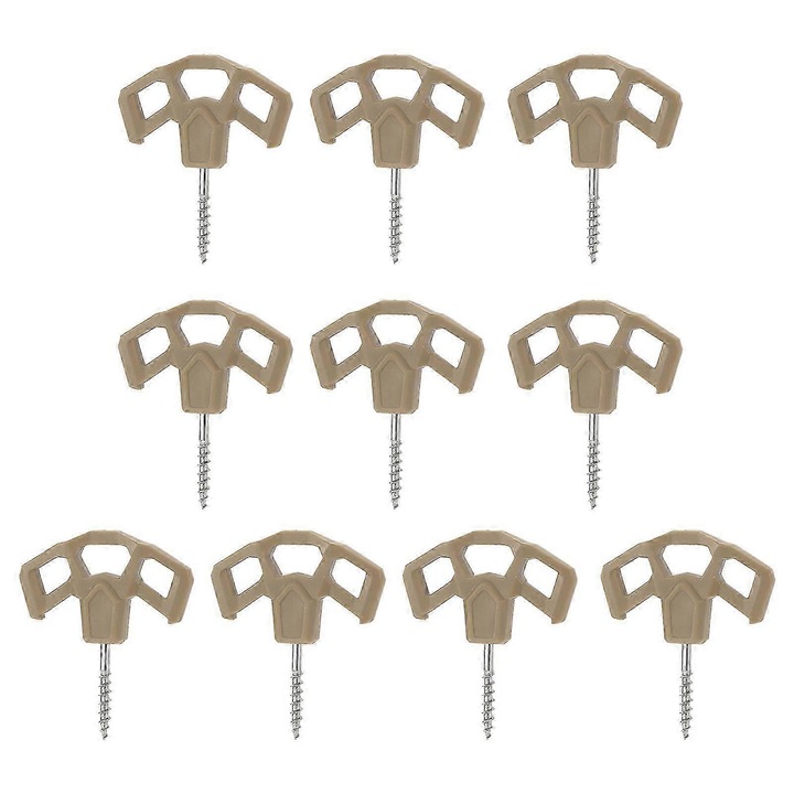 Tarusi pentru cort insurubati, inox cu maner din plastic, filetate, khaki, set 10 buc., 66.5 mm, diametru filet 3 mm