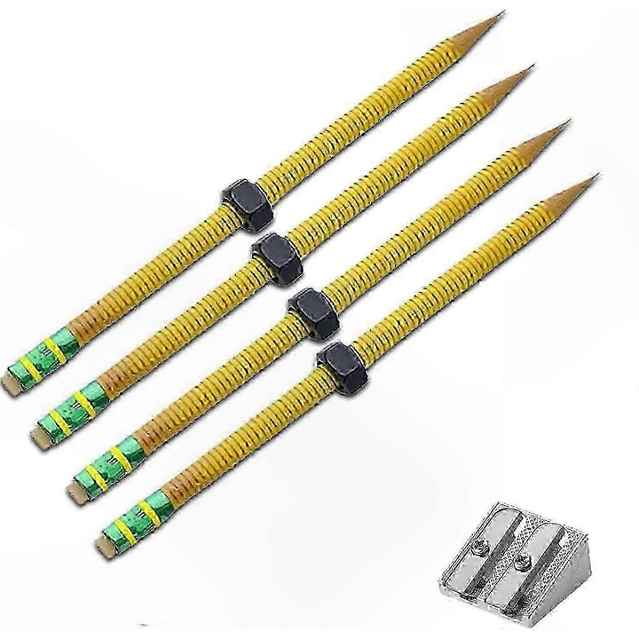 Creion cu filet rotativ eMAG-CJ18-fr2608214021, ponderat, cu piulita glisanta si varf grafit, galben, set 4 buc.