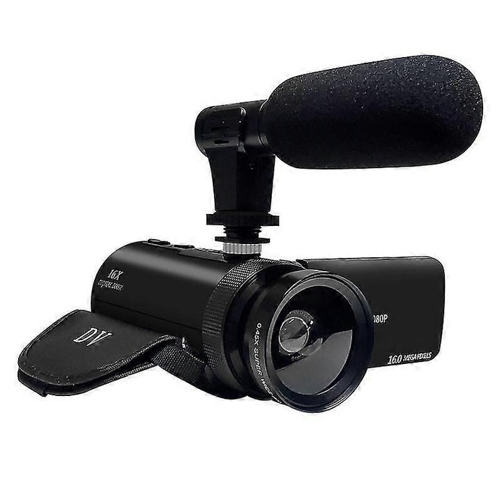Видеокамера всичко в едно eMAG-CJ18-fr2608211893, FHD 1080p, 16 MP, 16x цифрово увеличение, включен микрофон, CMOS сензор, черна