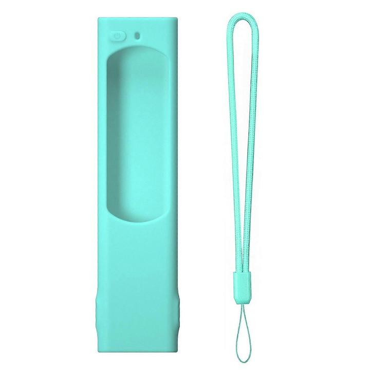 Husa silicon pentru telecomanda compatibila TM2180E TM2240A BN5901357A BN5901357F BN5901357N BN5901385A, anti-alunecare, cu snur, verde menta, 163 x 41 x 16 mm
