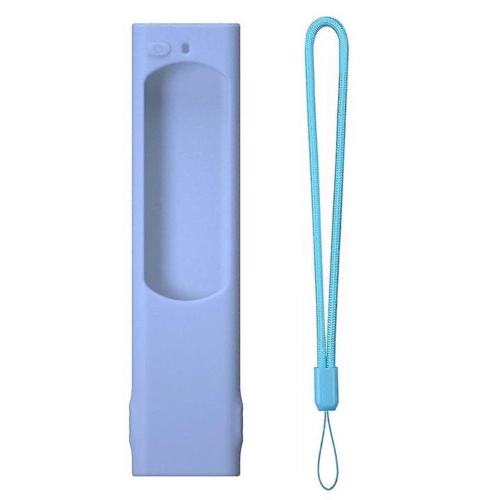 Husa din silicon pentru telecomanda, compatibila cu TM2180E/TM2240A/BN5901357A/BN5901363L si alte modele, albastru deschis, 163x41x16 mm