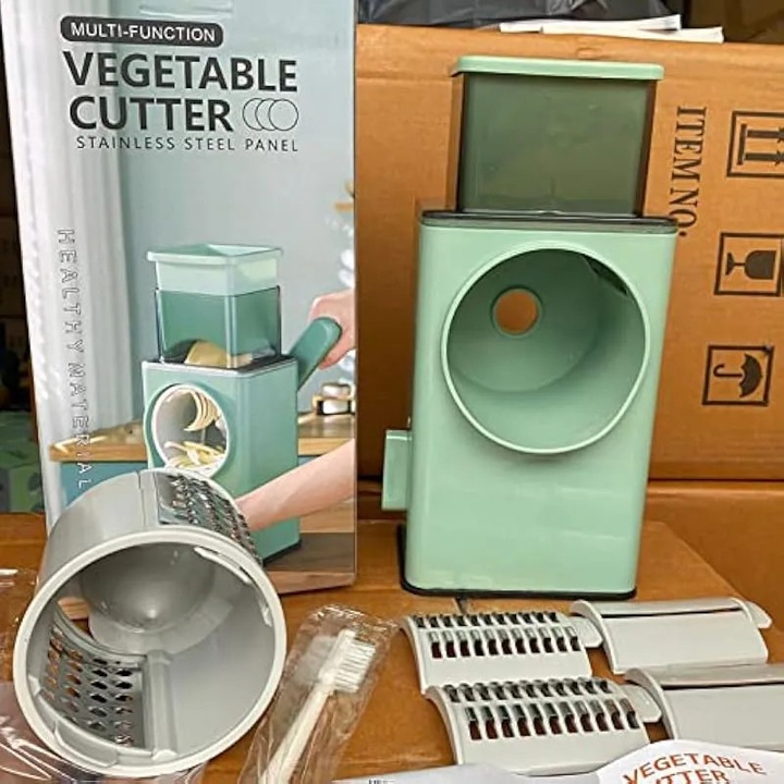Tocator de legume multifunctional K0544-26821-1657-AMC, cu tambururi inlocuibile si accesorii, verde menta