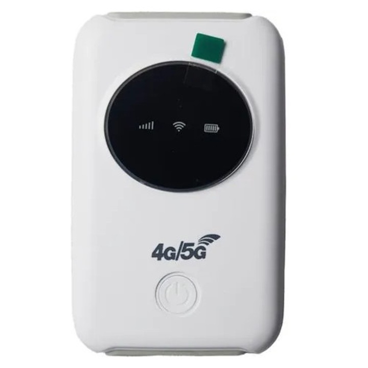 4G LTE H808+4G hordozható router, kártyafüggetlen, hotspot akár 10 eszközhöz, 150 Mbps letöltési sebesség, Wi-Fi 802.11 b/g/n, 3200 mAh akkumulátor, SIM foglalat, fehér, K0544-26821-955-MLC
