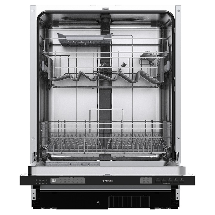Masina de spalat vase incorporabila Pyramis Aniversaria DWI 60FI, 14 seturi, 6 programe, Power Wash, Extra Dry, Half Load, Aquastop, Timer Delay, 60 cm, Clasa E