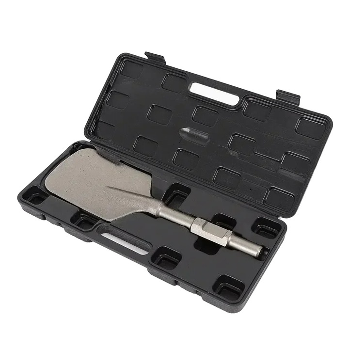 Dalta tip lopata pentru ciocan demolator 8785368797824, otel 40Cr crom, rezistenta la impact, argintiu, 30 x 44 x 13.5 cm, cu valiza