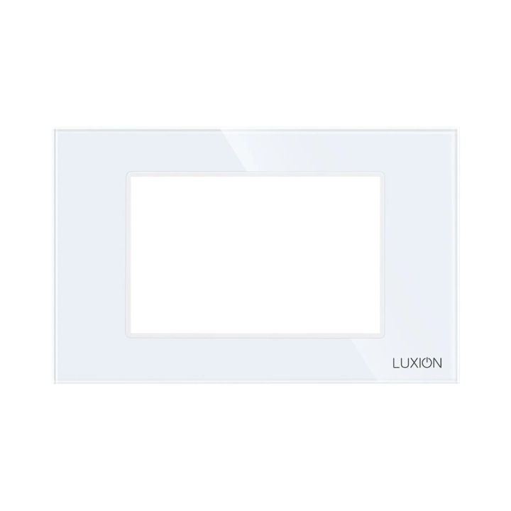 Rama Luxion Italian LXI-GF003W, 3 module, alb, pentru priza / intrerupator