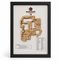Tablou decorativ Counter-Strike 2 Mirage printat 3D, harta in relief, rama neagra, bej si alb, 32 × 23 cm