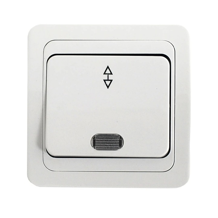 Intrerupator cap scara cu indicator luminos Comtec Eco MF0012-05234, incastrat, ceramica, rama inclusa, alb
