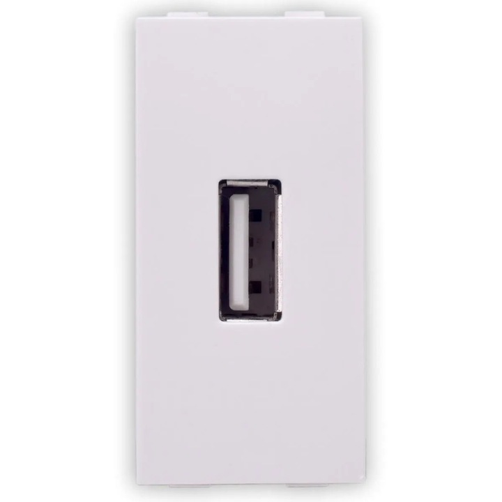 Priza USB Hoff, montaj incastrat, alb, modulara - 1, 5V, 2.1A