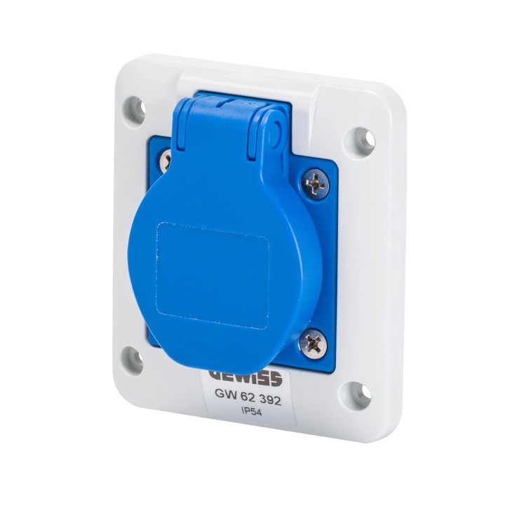 Priza industriala monofazica Gewiss GW62392, incastrat, 3P, 16 A, 230 V, IP54