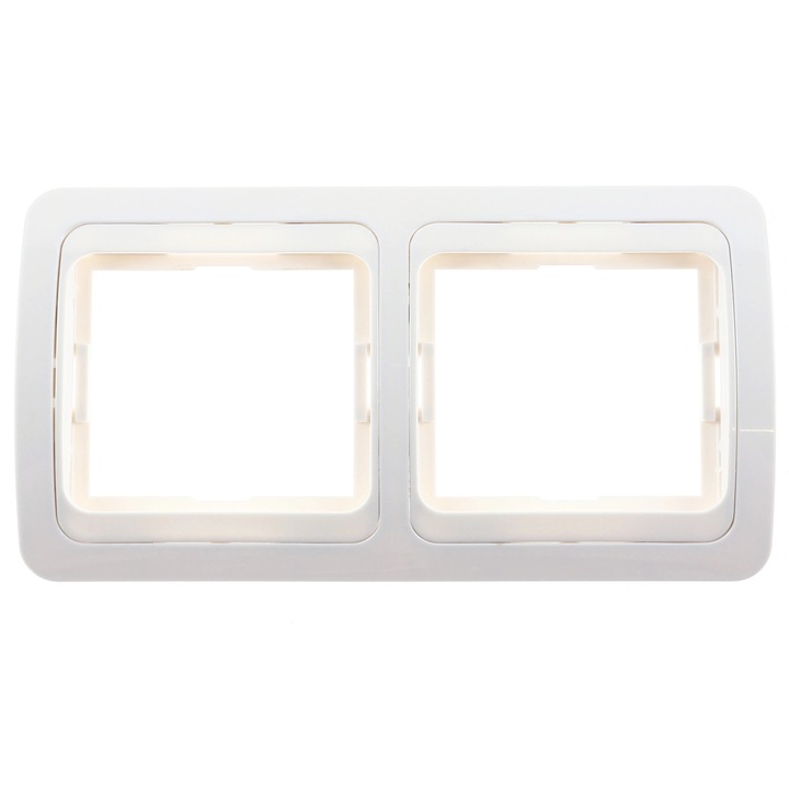 Rama Comtec Eco MF0012-06059, 2 posturi, alb, pentru priza / intrerupator