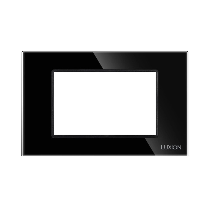 Rama Luxion Italian LXI-GF003B, 3 module, negru, pentru priza / intrerupator