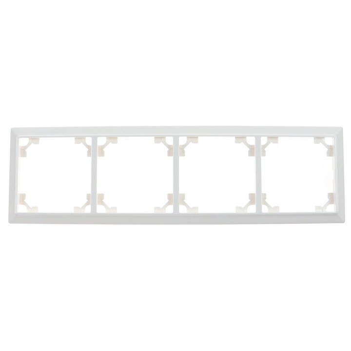 Rama Hoff Soft, 4 module, alb, pentru priza / intrerupator