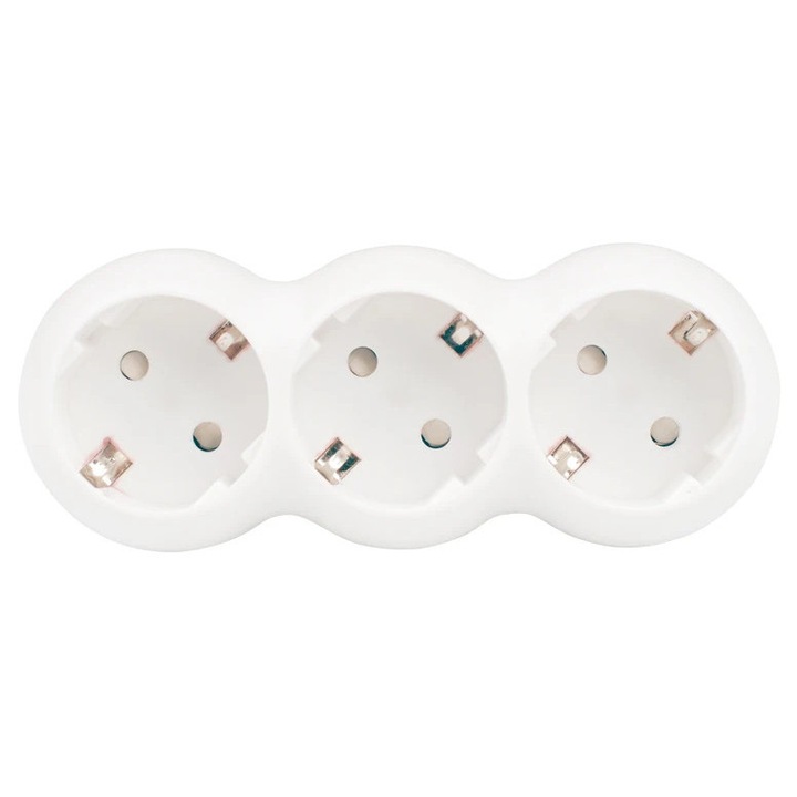 Adaptor 3 prize Hoff Line, 16A, alb