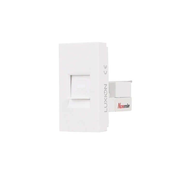 Priza internet simpla, Luxion Italian LXI-038W, RJ45, incastrat, modular - 1, alb