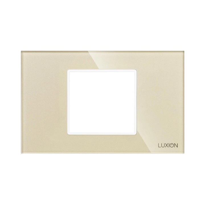 Rama Luxion LXI-GF002G, 2 module, auriu, pentru priza / intrerupator