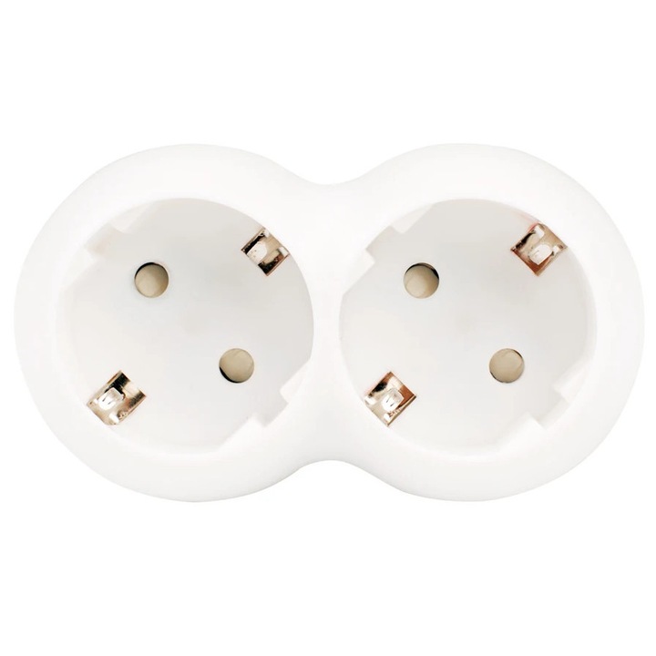 Adaptor 2 prize Hoff Line, 16A, alb