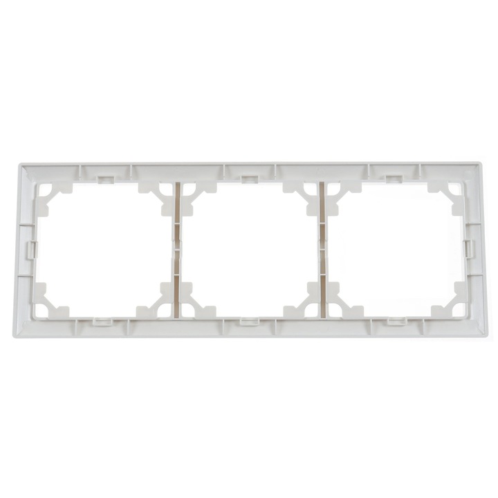 Rama Hoff Soft, 3 module, alb, pentru priza / intrerupator