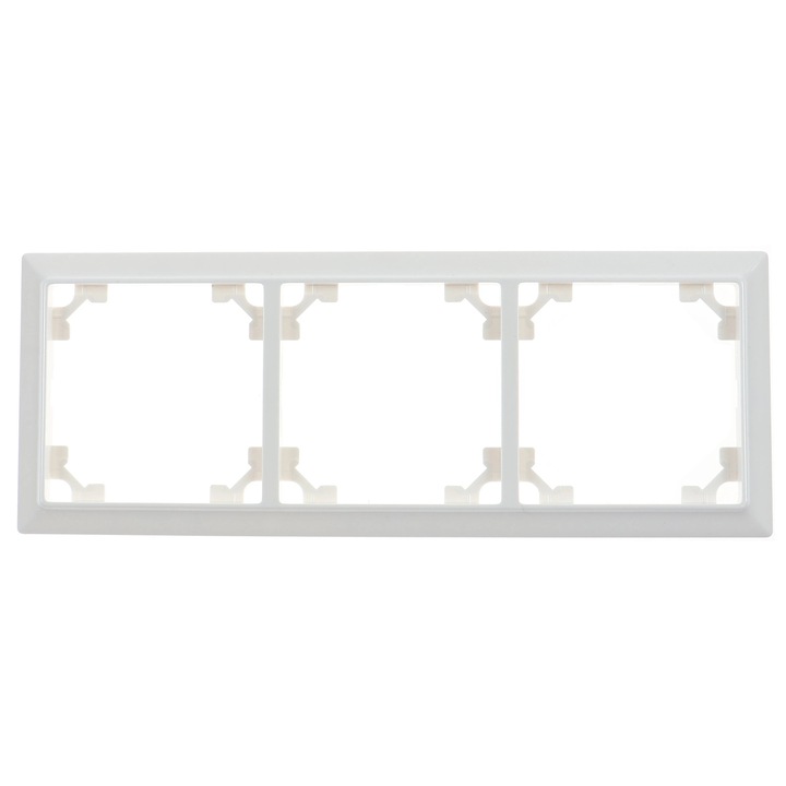 Rama Hoff Soft, 3 module, alb, pentru priza / intrerupator