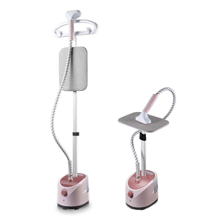 Aparat de calcat vertical cu abur multifunctional, 2000 W, rezervor 1, 8 L, 11 trepte, masa de calcat, roz