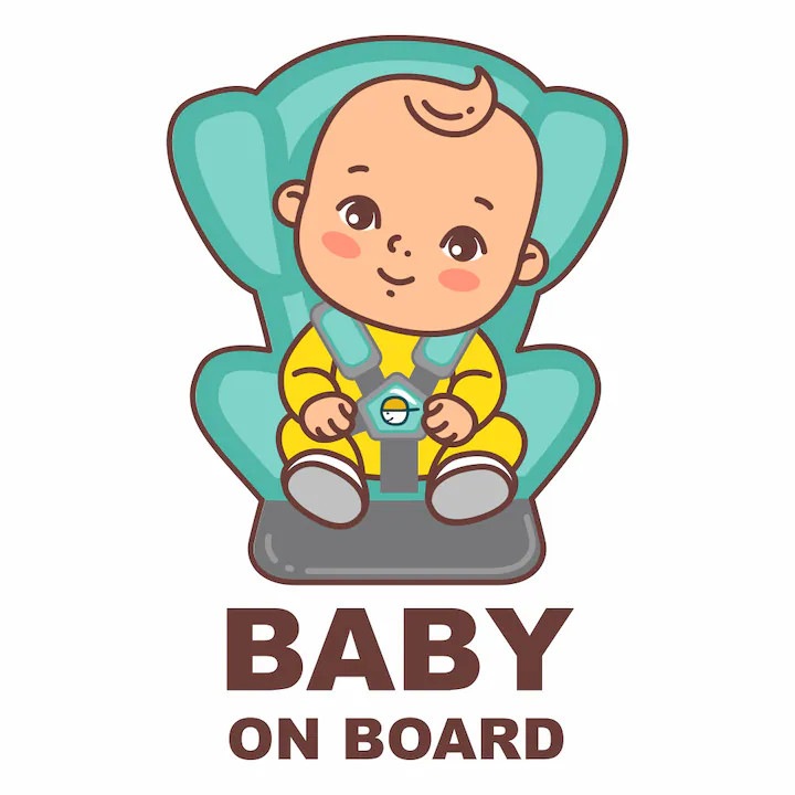 Sticker auto deco baby on board, bebe in scaun, 10 cm