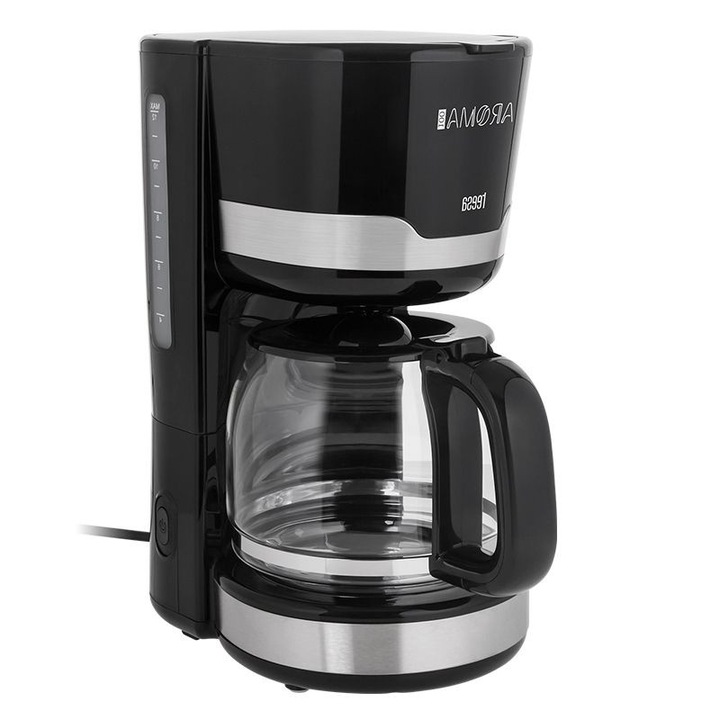 Cafetiera Filtru de Cafea Teesa, 1000W, Capacitate 1.5L (10 Cesti), Cana din Sticla, Filtru Permanent Reutilizabil, Functie Mentinere la Cald, Sistem Anti-Picurare, Oprire Automata, Negru