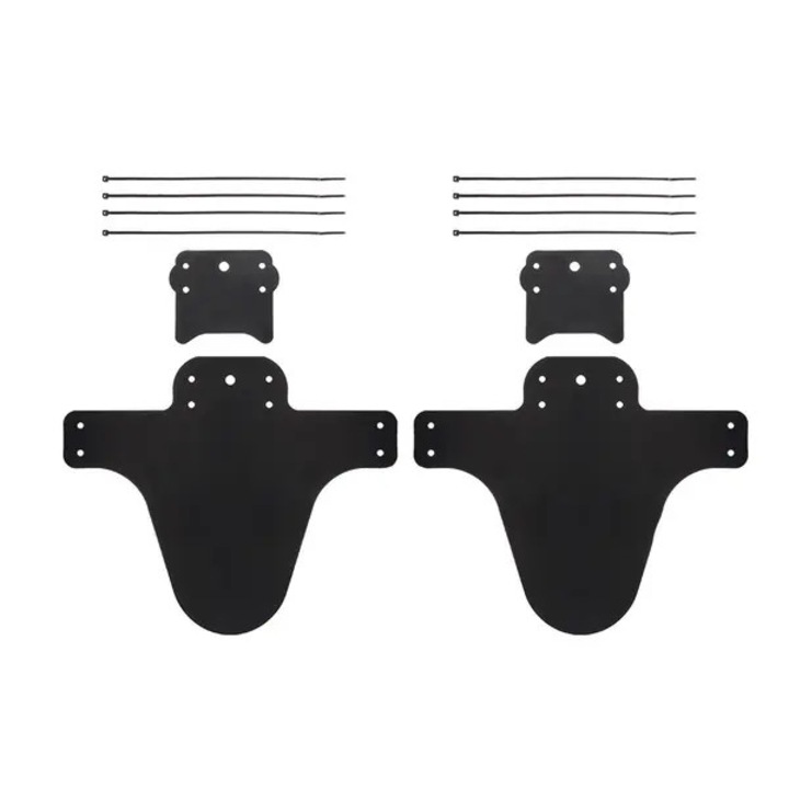Set aparatori noroi pentru bicicleta PO-CJ-K0433-26-8-22-0384, din plastic universal, negru, 2x fata + 2x spate, 8 coliere