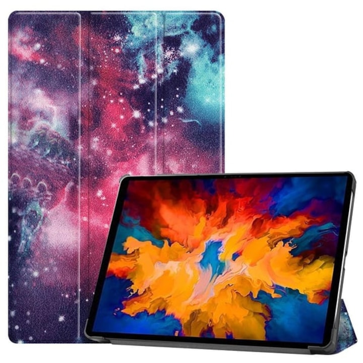 Husa tri-fold pentru Lenovo Tab P11 Pro TB-J706F, stand reglabil, protectie antisoc si anti-zgariere, Starry Sky (multicolor), cod CN-k0504-260822-028