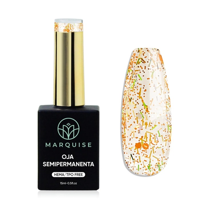 Oja semipermanenta Delis, Fantasy J1069, HEMA/TPO FREE, efect confetti multicolor, 15 ml