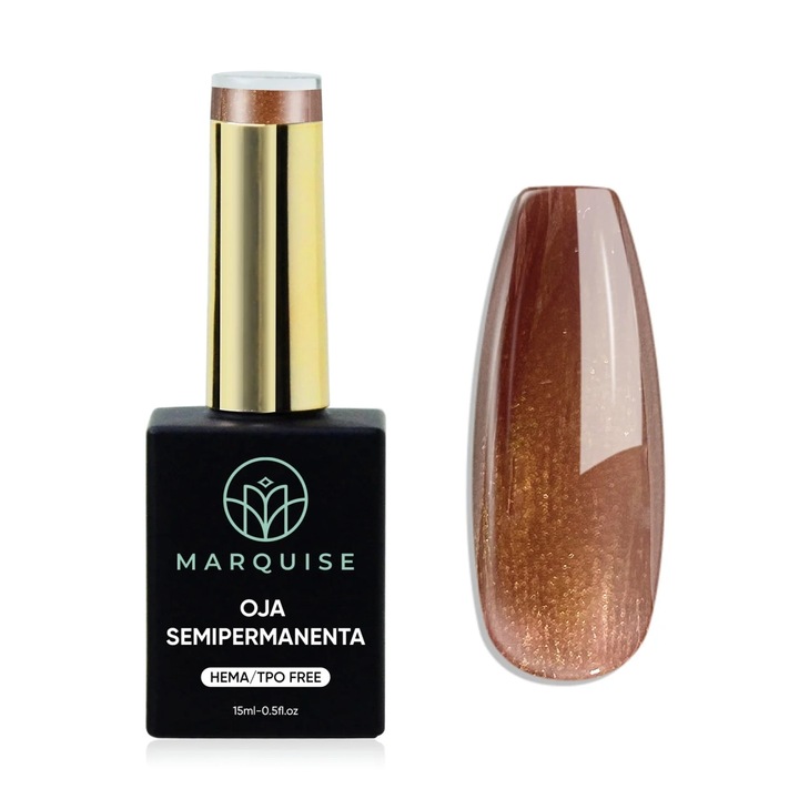 Oja semipermanenta Delis, Fantasy J1043, efect cat eye magnetic, maro bronz auriu, HEMA/TPO FREE, 15 ml